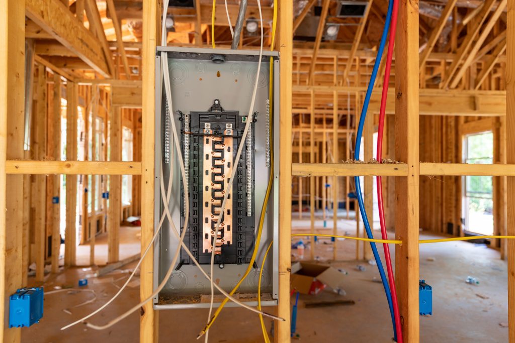 Electrical Circuit Breaker panel in new home construction